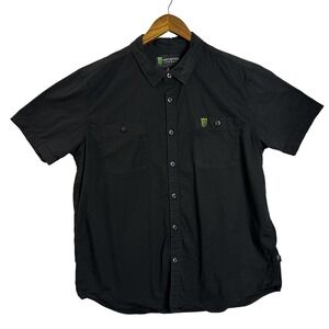 Monster Energy Mens XL Black Short Sleeve Button Shirt Logo Y2K Racing Unisex